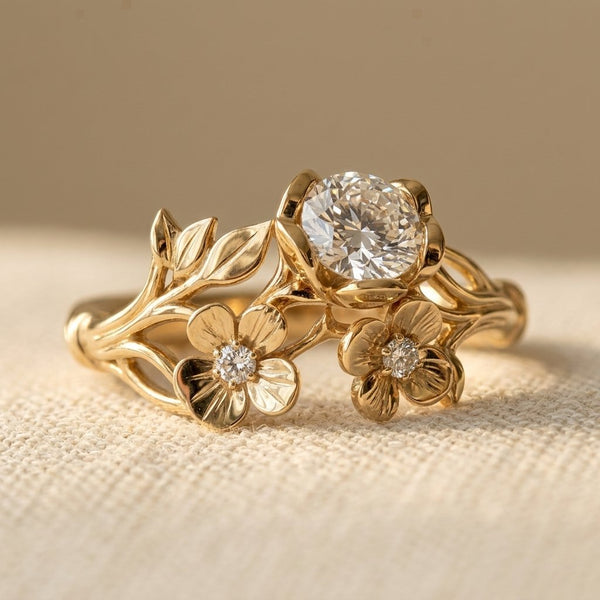Synthetic Zirconia Flower Ring with a Polished Statement Finish — Emma Parker Jewelry