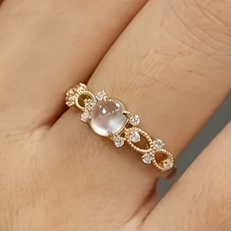 Synthetic Moonstone Ring with a Polished Statement Finish — Emma Parker Jewelry