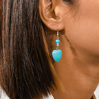 Turquoise Heart Drop Earrings with Vintage Detail