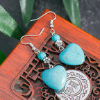 Turquoise Heart Drop Earrings with Vintage Detail