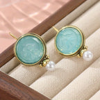 Aqua Drop Earrings with Pearl-Look Accent