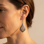 Silver-Tone Dotted Openwork Teardrop Drop Earrings