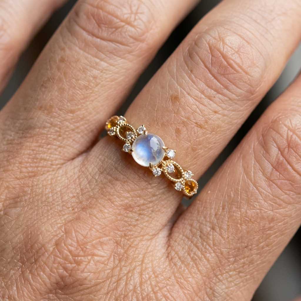 Synthetic Moonstone Ring with a Polished Statement Finish — Emma Parker Jewelry