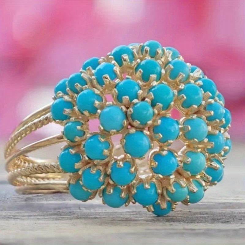 Vintage Turquoise Cluster Cocktail Ring with a Polished Statemen — Emma Parker Jewelry