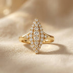 Gold-Tone Elongated Navette Pavé Ring
