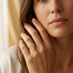 Gold-Tone Elongated Navette Pavé Ring