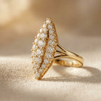 Gold-Tone Elongated Navette Pavé Ring