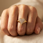Gold-Tone Clear Pavé Heart Face Cocktail Ring