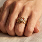 Gold-Tone Filigree Heart Ring with Clear Centre Stone