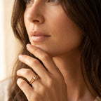 Gold-Tone Split-Shank Heart Ring with Round Clear Centre