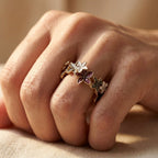 Gold-Tone Multicolor Enamel Flower Band Ring