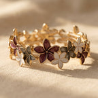 Gold-Tone Multicolor Enamel Flower Band Ring