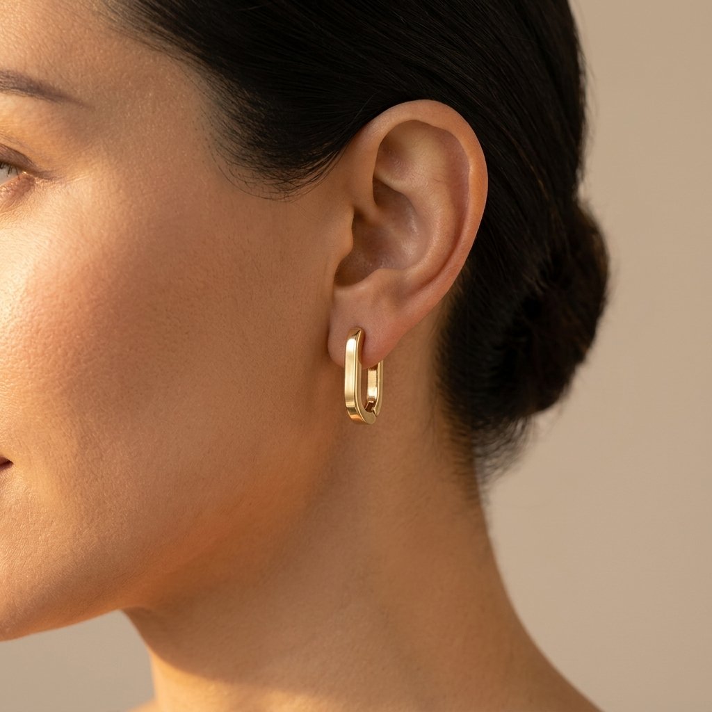 Gold-Tone Bold Paperclip Oval Hoop Earrings