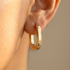 Gold-Tone Bold Paperclip Oval Hoop Earrings