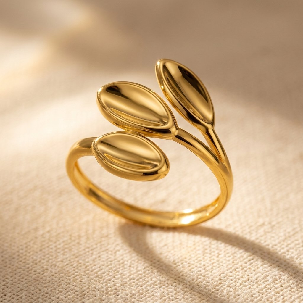 Gold-Tone Polished Seed Pod Bypass Cocktail Ring