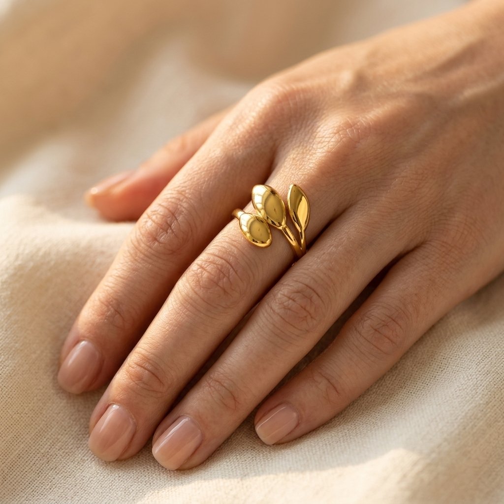 Gold-Tone Polished Seed Pod Bypass Cocktail Ring