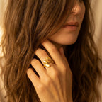 Gold-Tone Polished Seed Pod Bypass Cocktail Ring