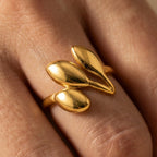 Gold-Tone Polished Seed Pod Bypass Cocktail Ring
