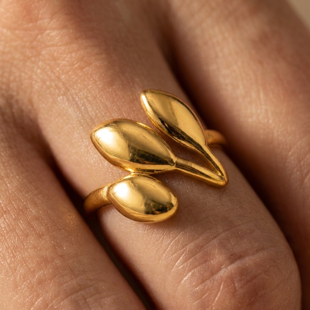 Gold-Tone Polished Seed Pod Bypass Cocktail Ring