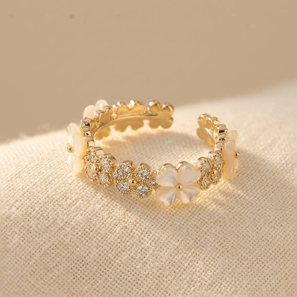 Zirconia Gold Flower Ring with a Polished Statement Finish — Emma Parker Jewelry