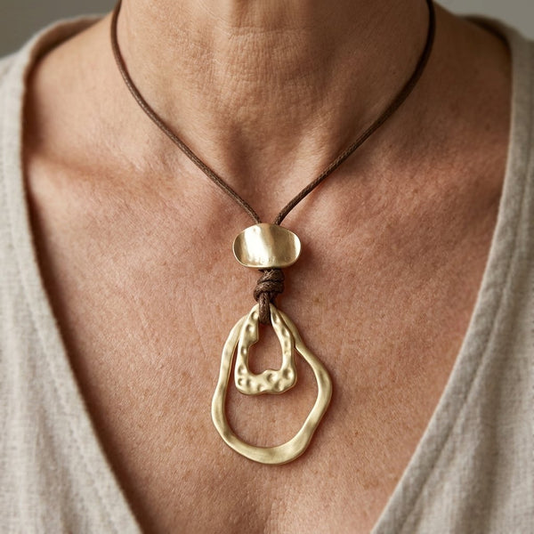 Geometric Pendant Necklace with Bohemian Detail