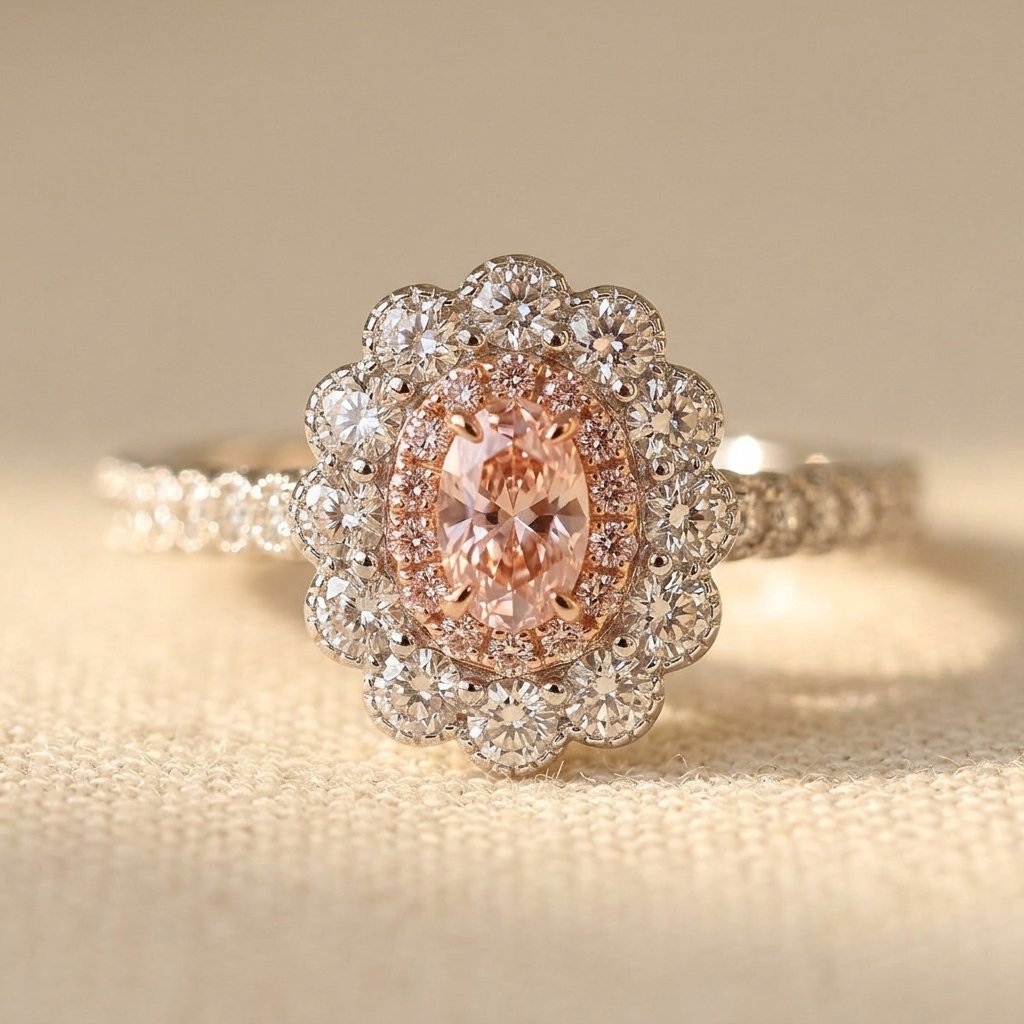 Two-Tone Sunflower Ring with Four-Prong Oval with a Polished Sta — Emma Parker Jewelry