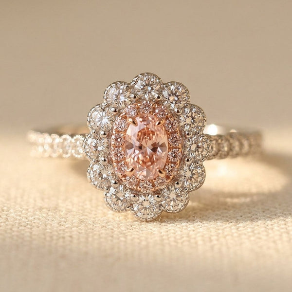 Two-Tone Sunflower Ring with Four-Prong Oval with a Polished Sta — Emma Parker Jewelry