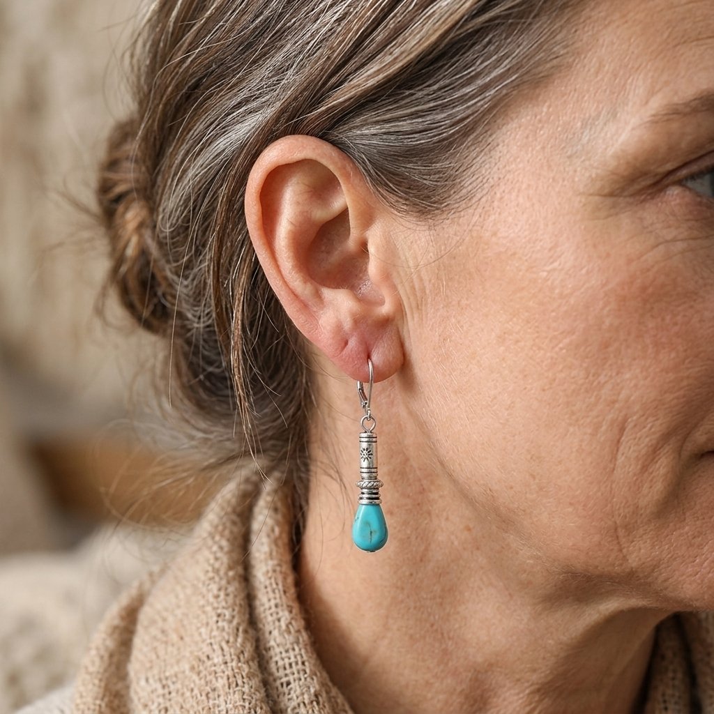 Turquoise Tibet Silvery Color Vintage Bohemian Long Drop Earring — Emma Parker Jewelry