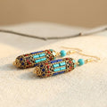 Turquoise Mosaic Bead Dangle Bohemian Vintage Style Earrings — Emma Parker Jewelry