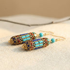 Turquoise Mosaic Bead Dangle Bohemian Vintage Style Earrings — Emma Parker Jewelry