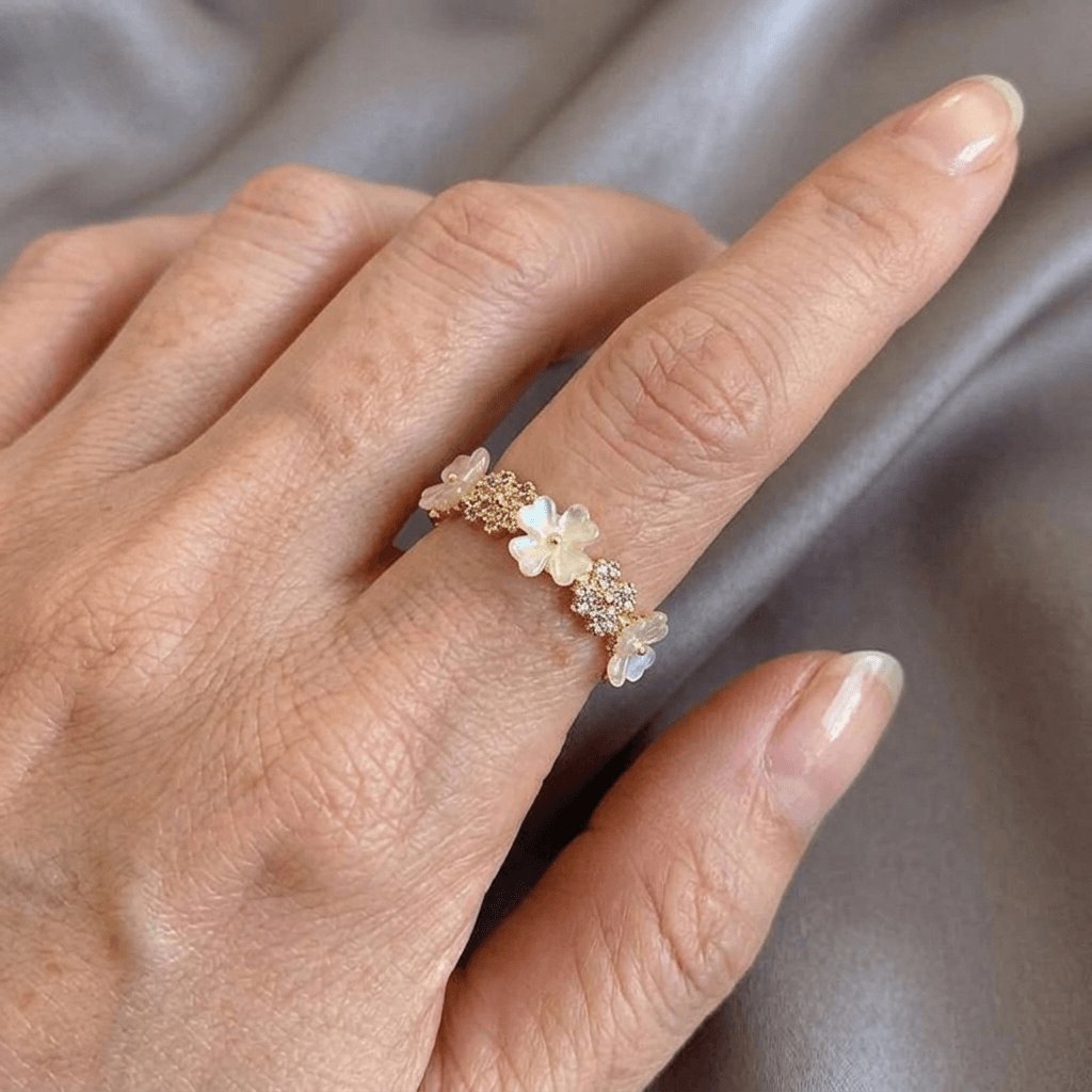 Zirconia Gold Flower Ring with a Polished Statement Finish — Emma Parker Jewelry