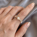 Zirconia Gold Flower Ring with a Polished Statement Finish — Emma Parker Jewelry