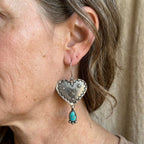 Artisan Handmade Turquoise Silvery Heart Dangle Handmade Earring — Emma Parker Jewelry