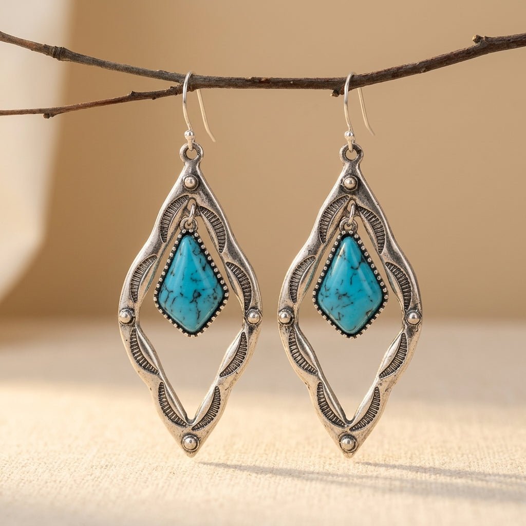 Turquoise Retro Ethnic Out Earrings for Everyday Elegant Styling — Emma Parker Jewelry