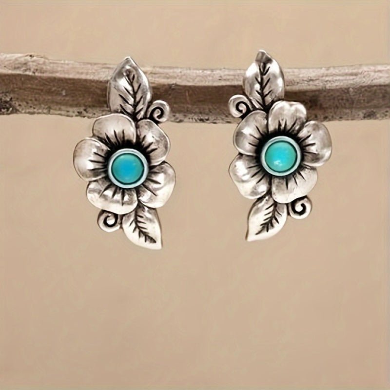Turquoise Flower Leaf Vintage Style Earrings for Everyday Elegan — Emma Parker Jewelry