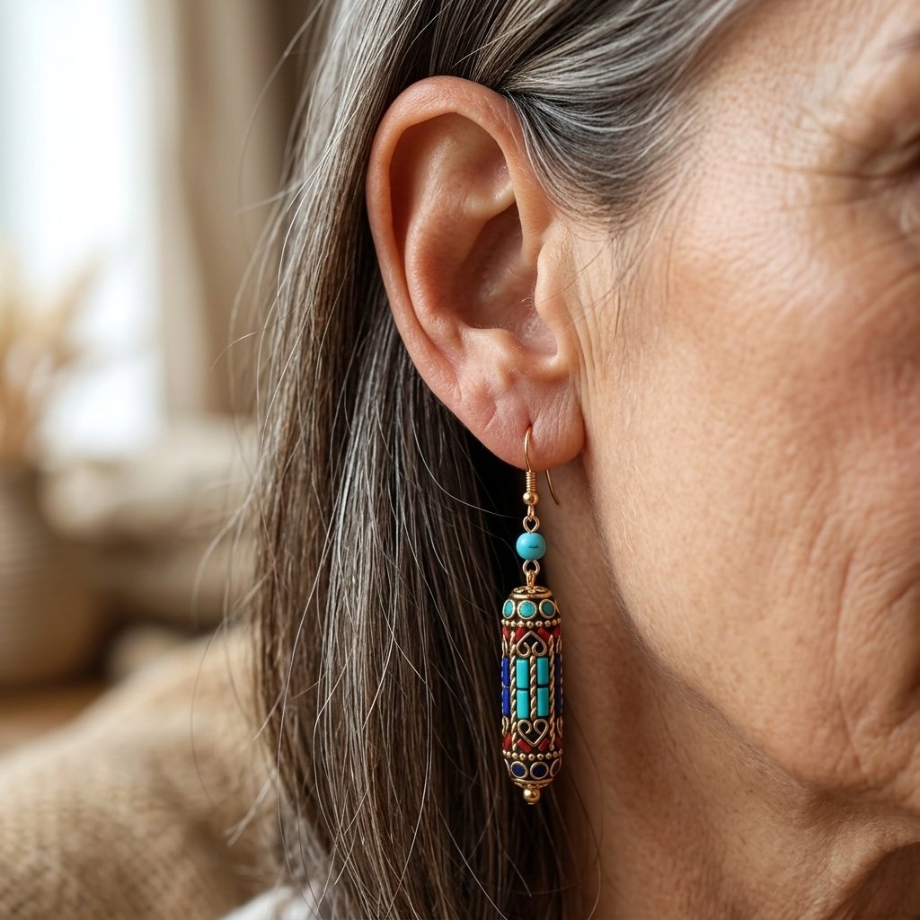 Turquoise Mosaic Bead Dangle Bohemian Vintage Style Earrings — Emma Parker Jewelry