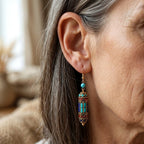 Turquoise Mosaic Bead Dangle Bohemian Vintage Style Earrings — Emma Parker Jewelry