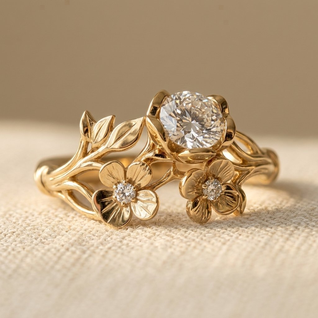 Synthetic Zirconia Flower Ring with a Polished Statement Finish — Emma Parker Jewelry