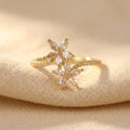 Sparkling Zirconia Flower Golden Ring with a Polished Statement — Emma Parker Jewelry