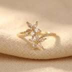 Sparkling Zirconia Flower Golden Ring with a Polished Statement — Emma Parker Jewelry