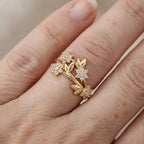 Zirconia Rustic Hexagonal Flower Cluster Ring with a Polished St — Emma Parker Jewelry