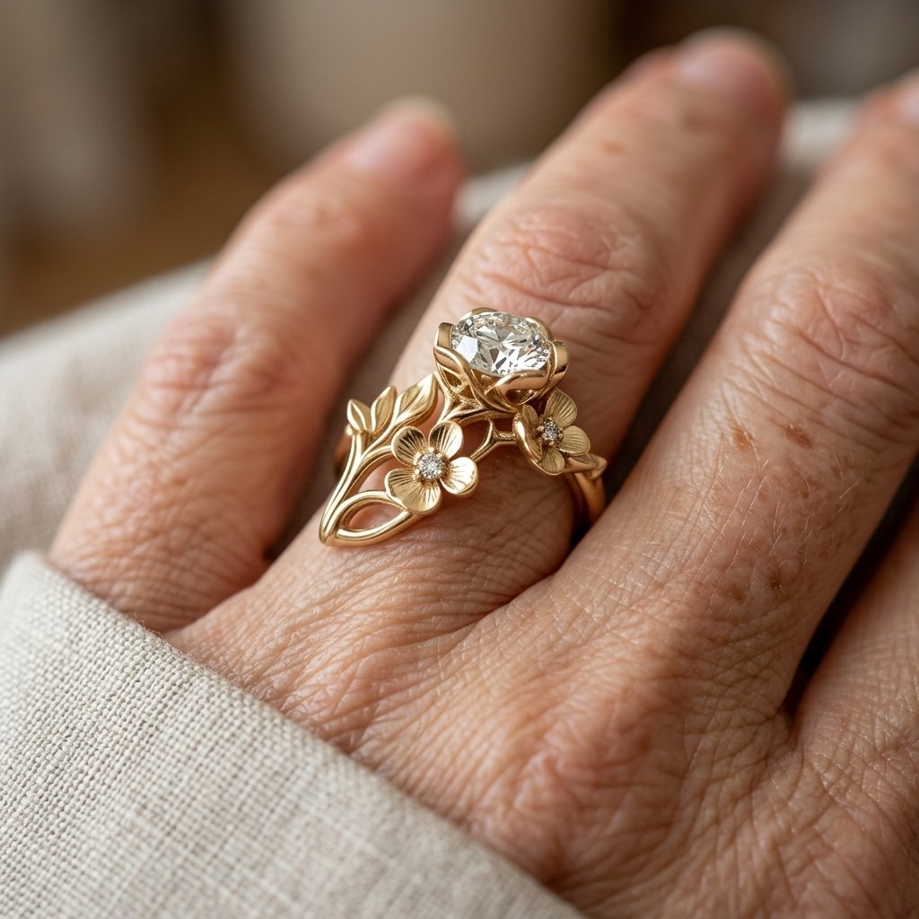 Synthetic Zirconia Flower Ring with a Polished Statement Finish — Emma Parker Jewelry