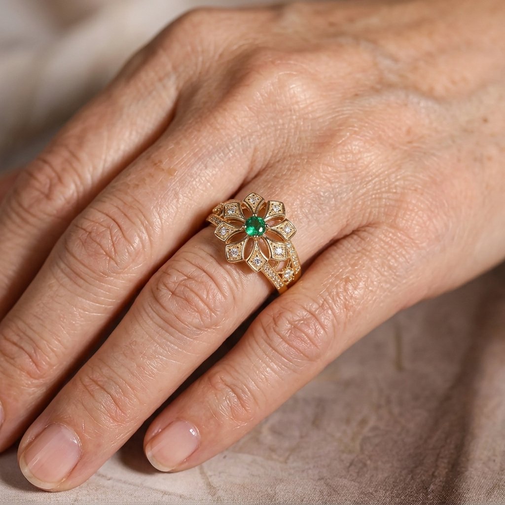 Hollow Scroll Pattern Zirconia Ring with a Polished Statement Fi — Emma Parker Jewelry