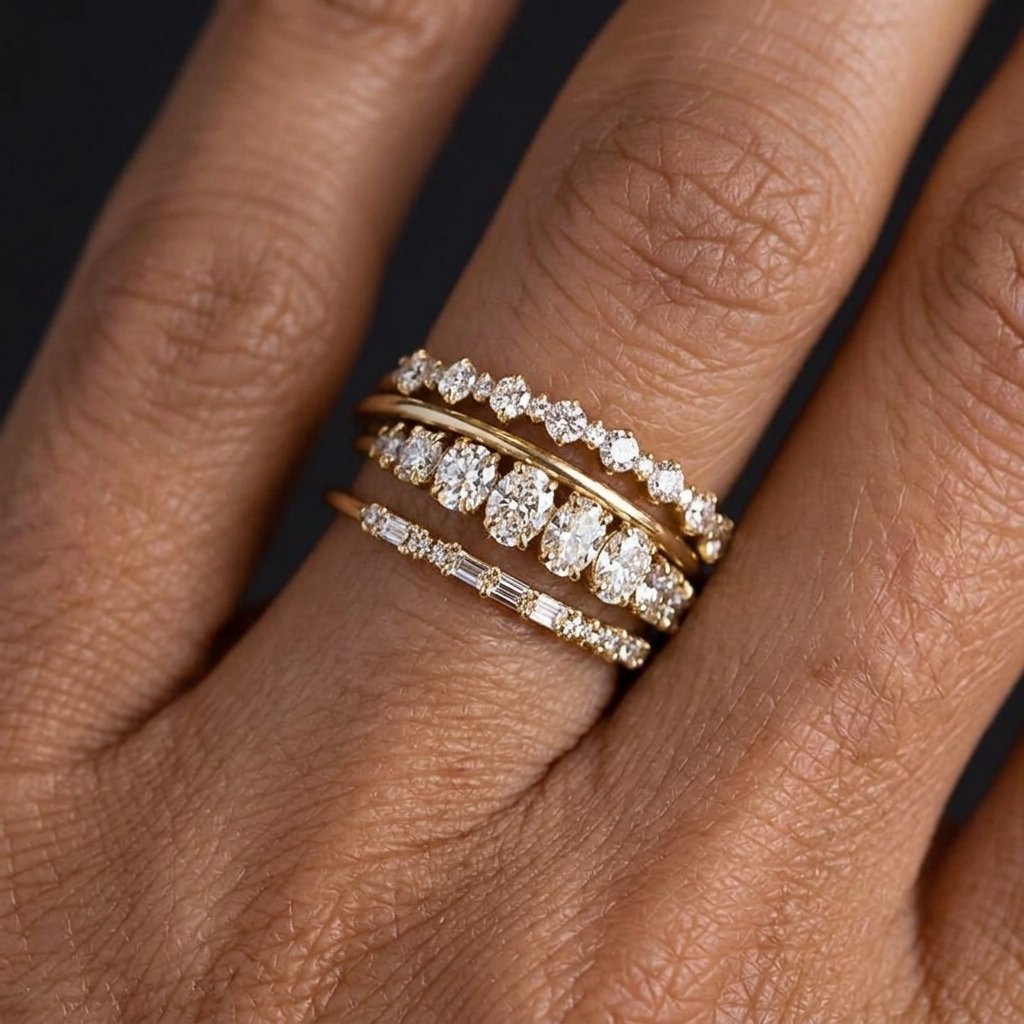 Four-Piece Ring Set with Polished Detail
