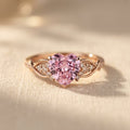 Rose Gold-Tone Heart Stone Ring with Twisted Vine Shoulders