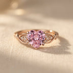 Rose Gold-Tone Heart Stone Ring with Twisted Vine Shoulders