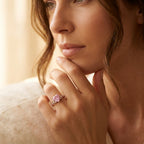 Rose Gold-Tone Heart Stone Ring with Twisted Vine Shoulders