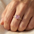 Rose Gold-Tone Heart Stone Ring with Twisted Vine Shoulders