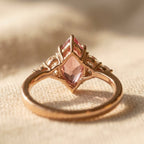 Rose Gold-Tone Pink Marquise Ring with Clear Navette Sides