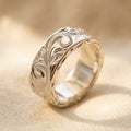 Silver-Tone Wide Filigree Scrollwork Band Ring